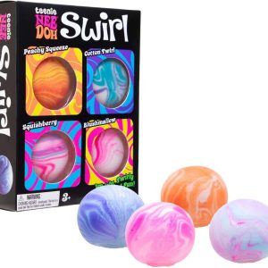 Schylling NeeDoh Teenie Swirl 4 Pack – Sensory Squeeze Toy – 1.5″ in Diameter – Colors May Vary