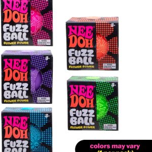 Schylling NeeDoh Fuzz Ball – Sensory Toy with a Velvet Texture and Soft Cloud Squish – Wavy Pattern You Can See and Feel – Ages 3 and Up – Color May Vary; One Per Pack (Flower Power)