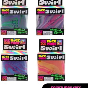 Schylling NeeDoh Nice Cube Swirl – Sensory Toy with a Super Solid Squish – Unique. Swirling Color Blend – Color May Vary (1 Per Pack)