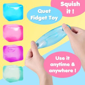 3pack Stress Cube Squishy Stress Balls for Adults Kids Fidget Toy for Your Best Mellow and Chill -Ice Cubes-Square Shape with Filling in Pink Purple Blue (3pcs Cube ) : Toys & Games