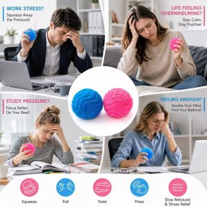 Fuzz Ball Squishy Stress Ball.Soft Fidget Squishy Fuzz Squeeze Ball for Adults.Anxiety Stress Relief Toys.Party Favors Gift for Adults (Pink Ball) : Toys & Games