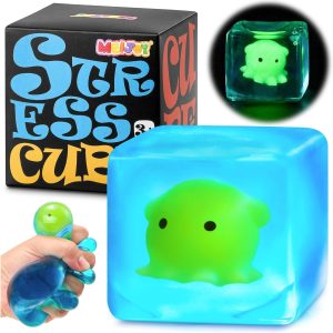Stress Cube Squishy Fidget Toys Kids Adults – Glow in The Dark Whale Squish Toy Sensory Toys for Kids with Autism Stress Balls for Kids Squeeze Toys for Anxiety Stress Relief Easter Basket Stuffers : Toys & Games