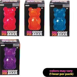 Schylling NeeDoh Gummy Bear – Sensory Fidget Toy with Jelly-Like Filling – 3.5 Tall – Colors May Vary (Pack of 1)