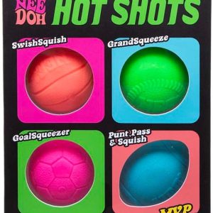 Schylling NeeDoh Hot Shot Teenie Needoh 4 Pack – Sensory Squeeze Toy – 1.5 in Diameter – Colors May Vary